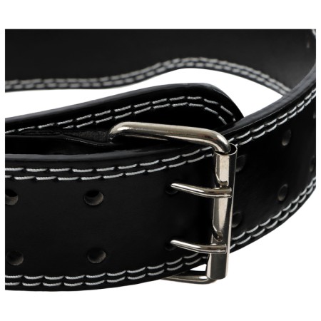 Belt for heavy athletics 130 cm, artificial leather, black color-5