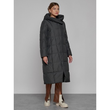 Coat insulated winter female, size 48, dark gray color-12