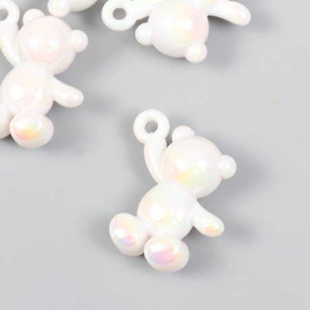 Decor for creativity Plastic "Pension Bear with a loop" White 3x1.4x3.1 cm