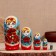 Matryoshka "Merry", blue top, bottom red, 5-doll, 19 cm