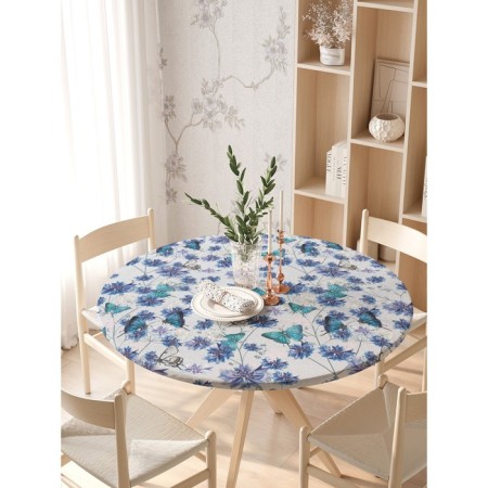 Tables on the table “Field of cornflower”, round, oxford, elastic band, size 140x140 cm, diameter 105-120 cm-2