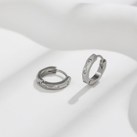 Cooping earrings Xuping Mini, D = 1.3 cm, white color in silver-2