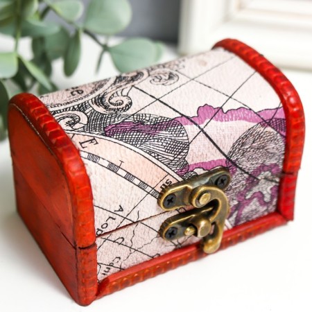Casket wood chest "Map" 6x6x9 cm-2