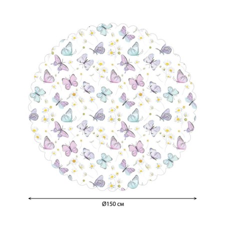 The tablecloth “Butterflies and chamomile”, round, Saten, D = 150 cm
