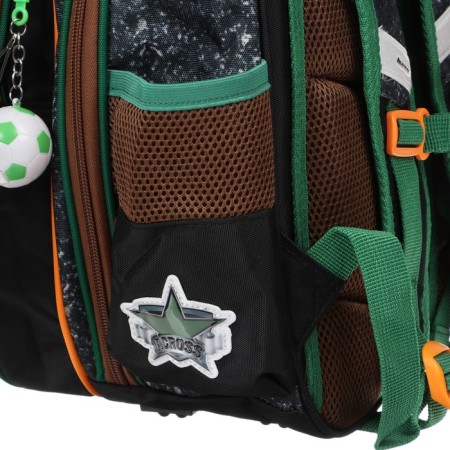 Frame backpack 39 x 29 x 17 cm, Across 410, filling: bag, pencil case, black/green ACR22-410-1-8