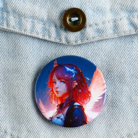 Metal anime icon, neon set, d = 38 mm, 4 pcs.-9
