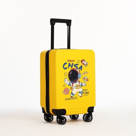 Small suitcase 18 ", lightning department, 4 wheels, yellow color-1