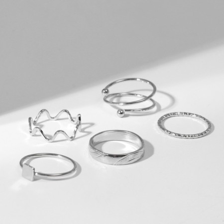 Ring set 5 pieces "perfect fingers" aura, color silver-1