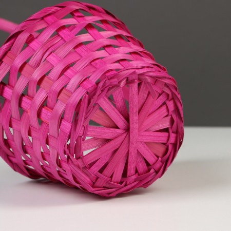Wicker basket, bamboo, pink-4