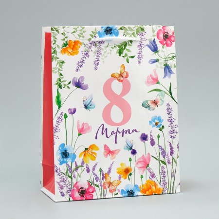 Gift package laminated, packaging, "flowers", MS 18 x 23 x 8 cm-1