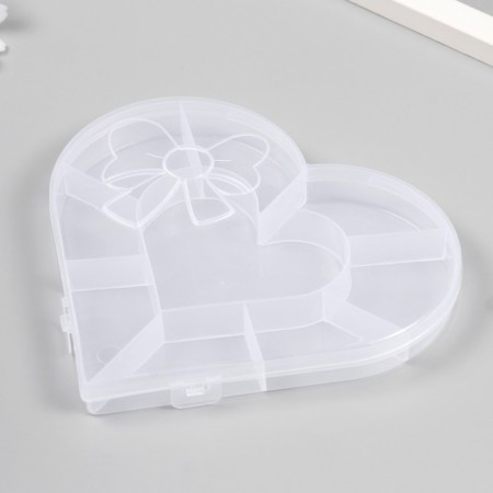 Casket Plastic for trifles "Heart with bantik" Transparent 9 departments 15.5x14x1.8 cm-1