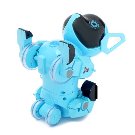 Robot Dog "Pappy", with programming, on the control panel, interactive: sound, light, on the battery, blue-3