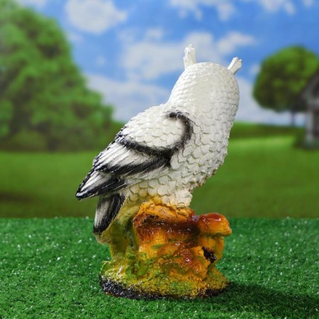 Garden figure "Owl with a bouquet of roses" White, 26cm-8