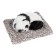 Toy on a car panel, panda on a pillow, white-black color