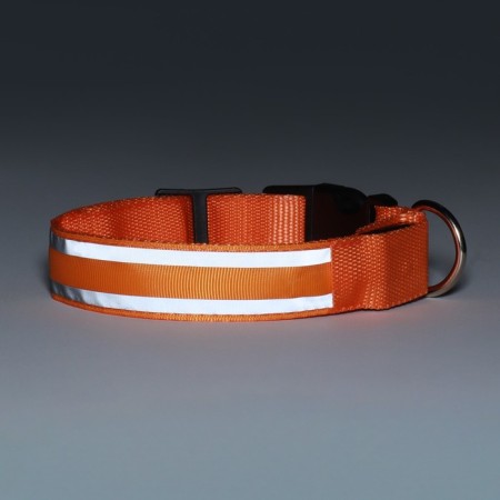 Collar with backlight double strip size XL, Osh 52-60 x 2.5 cm 3 orange glow mode-7