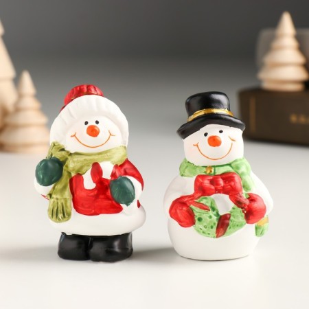 Souvenir Ceramics "Snowman with a wreath/candy" MIX 3.8x3.5x6.5 cm