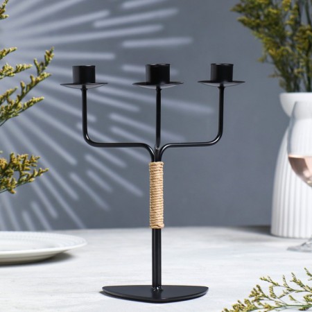 Small candlestick for 3 candles "Shandal", 26.2x20.5 cm, Black Muar-1