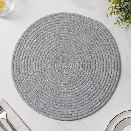 Serving napkin on the table “Shine”, d = 37 cm, gray color-1