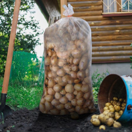 A bag for the harvest, polypropylene, 50 × 90 cm, 50 kg, transparent, with ties-1