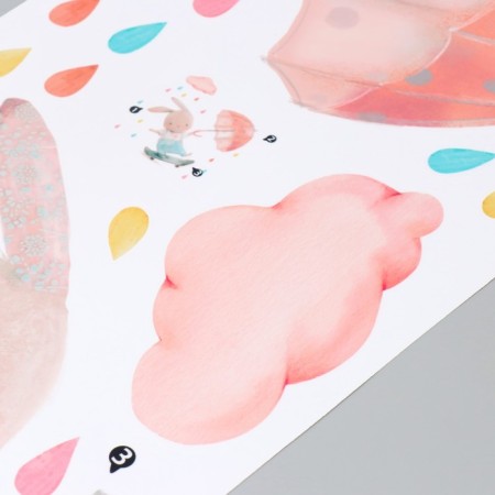 Sticker Plastic Interior color "Bunny on a skate, with an umbrella" 30x90 cm-2