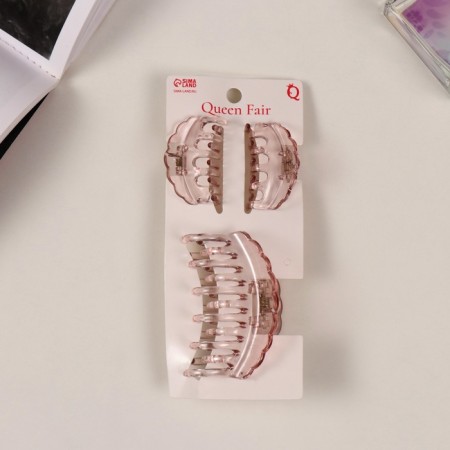 Hair crab "Florian" (set of 3 pcs) arc wave, 6.5 and 4 cm, pink