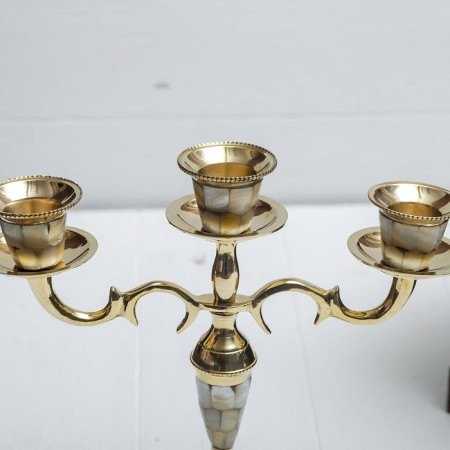 Brass Candlestone for 3 candles "Bavaria" 23 cm.-2