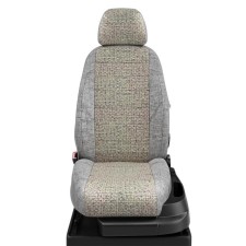 Авточехлы для Toyota Camry 5 с 2002-2008 г., седан, лён, экокожа, цвет шато-блеск, серый