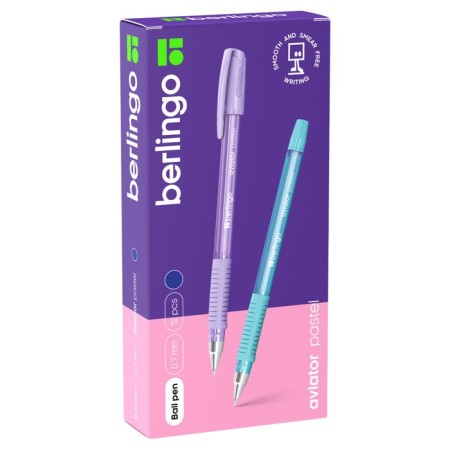 Ballpoint handle Berlingo "Aviator Pastel" Blue, 0.7mm, flu, Mix case-2