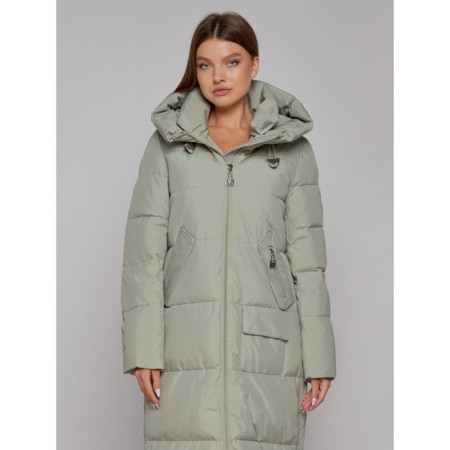 Coat insulated winter female, size 42, green color-12
