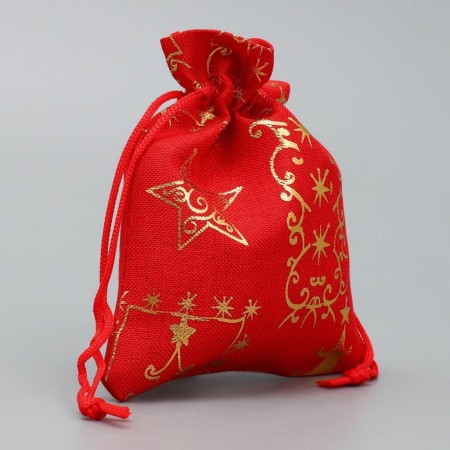 Bag Golder Pill "Golden Star", embossing, 10 x 12 cm +/- 1.5 cm, New Year-1
