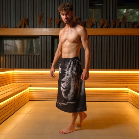 A towel for the bath "Leo" men's kilt 80x150 cm, 100 % HL, waffle leaf-1