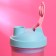 Sports shaker “I work on schedule”, pink-blue, with a bowl for protein, 500 ml