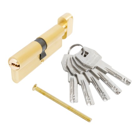 The cylinder mechanism standard Max, 90 mm (45x45V), 5 keys, key/turntable, matte gold 1066396