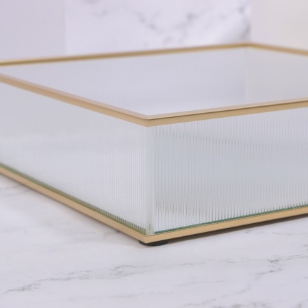 Organizer for storage "Ripples", glass, with a mirror -bottom, 1 section, 20 × 20 × 5 cm, transparent/copper color-5