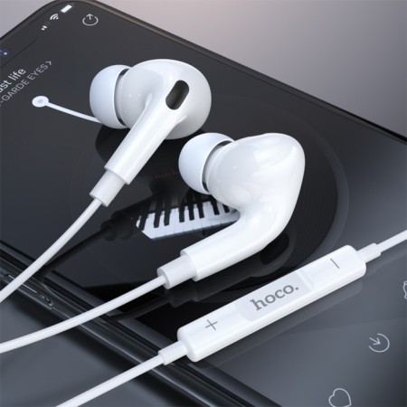 Hoco M101 PRO headphones, wired, vacuum, microphone, 1.2 m, white-5