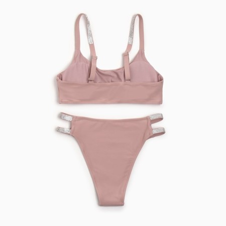 Separate Minaku swimsuit Minaku with rhinestones is beige color, size 48-9