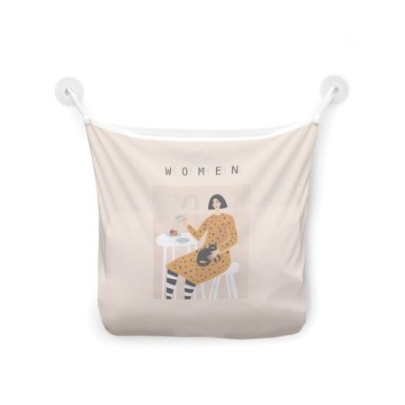 Organizer in a bath on suction cups “tea drinking with a cat”, for storing toys and trifles, size 33x39 cm-2