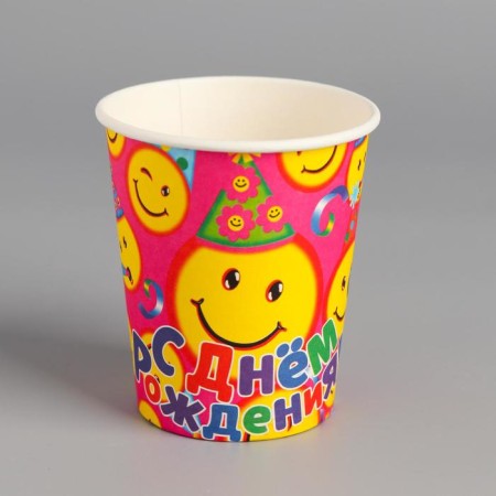 A glass of paper "Happy Birthday", in a set of 6 pieces