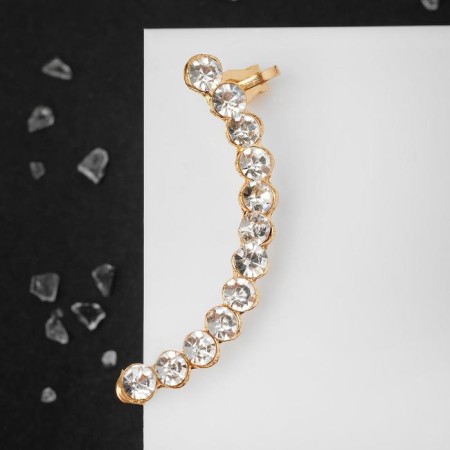 Earring "Kaff" Rhinas large classics, white color in gold-1