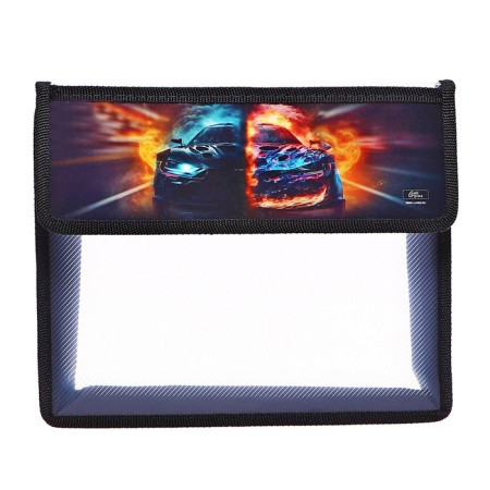 A5 notebook folder (230 x 190 x 50 mm), with Velcro valve, plastic/textiles, calligrata, "car fire"-1