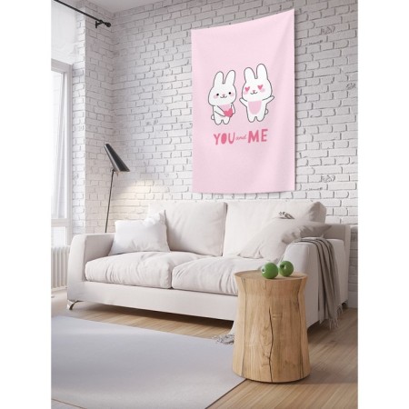 Decorative panel with photo printing "Hare in love", vertical, size 150x200 cm
