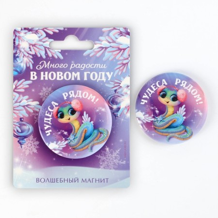 Magnet of sunset "New Year's joys in the New Year", Diam. 5 cm-1