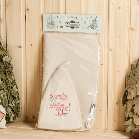Set for the bath "Healthy mind" hat, rug, mitten-4
