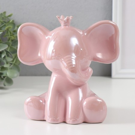 Pigger Ceramics "Elephant in the Crown" Pink mother of pearl 14.5x9.7x14.8 cm