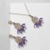 Set 2 objects: earrings, pendant "Lotus", white-lilac color in gold, 48 cm