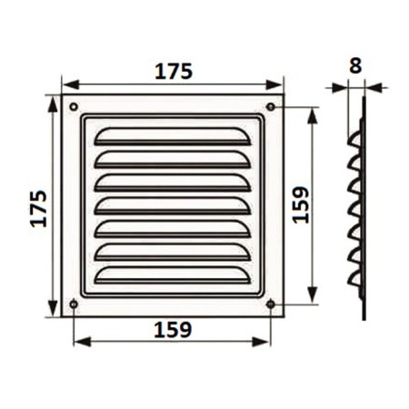 Ventilation grate Zein luxury RM1717SR, 175 x 175 mm, with a grid, metal, silver-6