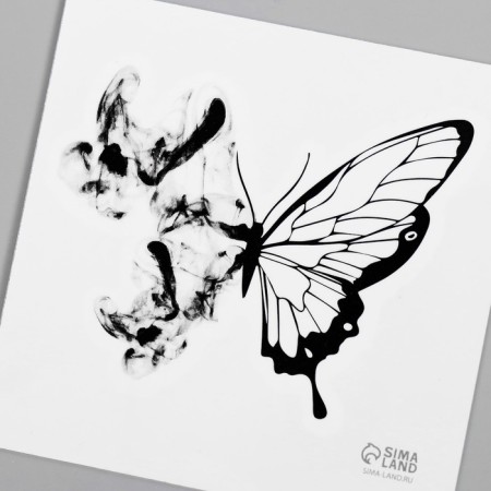 Tattoo on the body Black "black butterfly" 6x6 cm-5