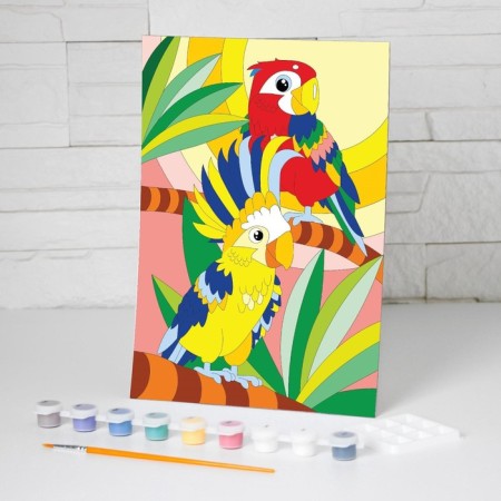Picture on numbers for children "Parrots", 20 x 28.5 cm-1