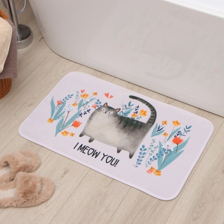 Bathroom mat Ethel "I Meow You", 80x50 cm, velor-6