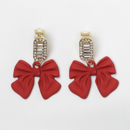New Year! Earrings Clips "New Year" bows, colored in gold-1